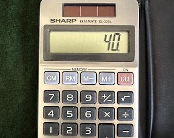 Vintage Sharp EL-326L Solar Calculator with Case