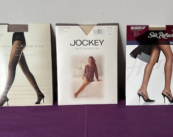 Medias vintage de los 90, color piel, Donna Karan, Jockey, Hanes, nuevo en caja