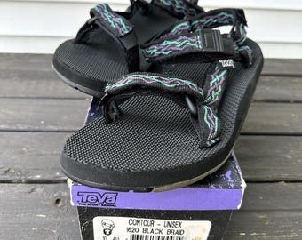 Teva Contour 1620 Black Braid Active Water Sandal, Size Men's 10, Mid-1990's