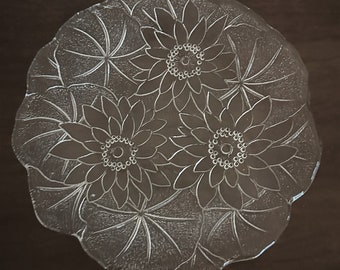 Indiana Glass Lily Pons Plate, Embossed Floral Dessert Plate (8.25 in)