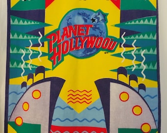 Vintage 90s Planet Hollywood Miami Tee: Art Deco Graphic, XL