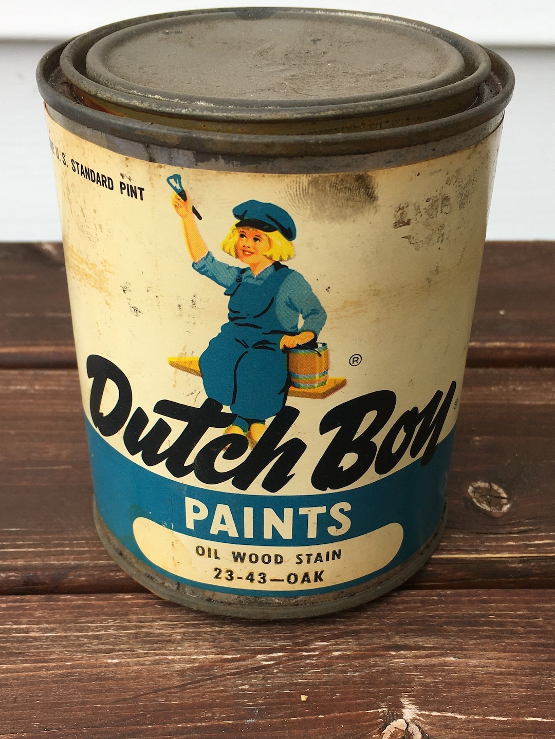Dutch Boy Vintage Paint Can, 1970's 1 Pint Dutch Boy Varnish Can