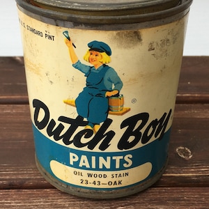 DUTCH BOY ダッチボーイ オイル缶 ヴィンテージ Vintage Dutch Boy One Quart Net Linseed Oil Tin in Excellent