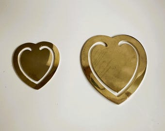 Heart-Shaped Brass Bookmarks – Large or Small Sizes- Selling individually