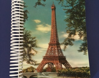 Vintage 80s Eiffel Tower Hologram Spiral Notebook: Small Travel Journal