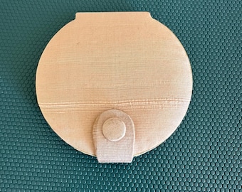 Vintage Pink Silk Compact Mirror: Double Sided Purse Mirror