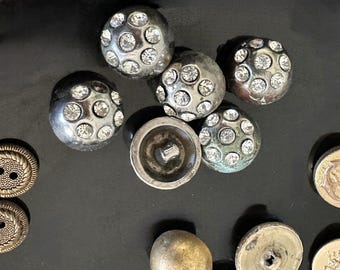 Vintage Button Lot: Gold Tone, Silver, Rhinestone, Nautical - Approx. 90 Pieces