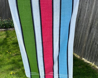 Shabby Chic Towel ~White, Pink, Green, Blue, Black Stripe Beach/Bath Sheet Towel Vintage Bath Towel 64 in. x 36 in Boho Vintage Towel