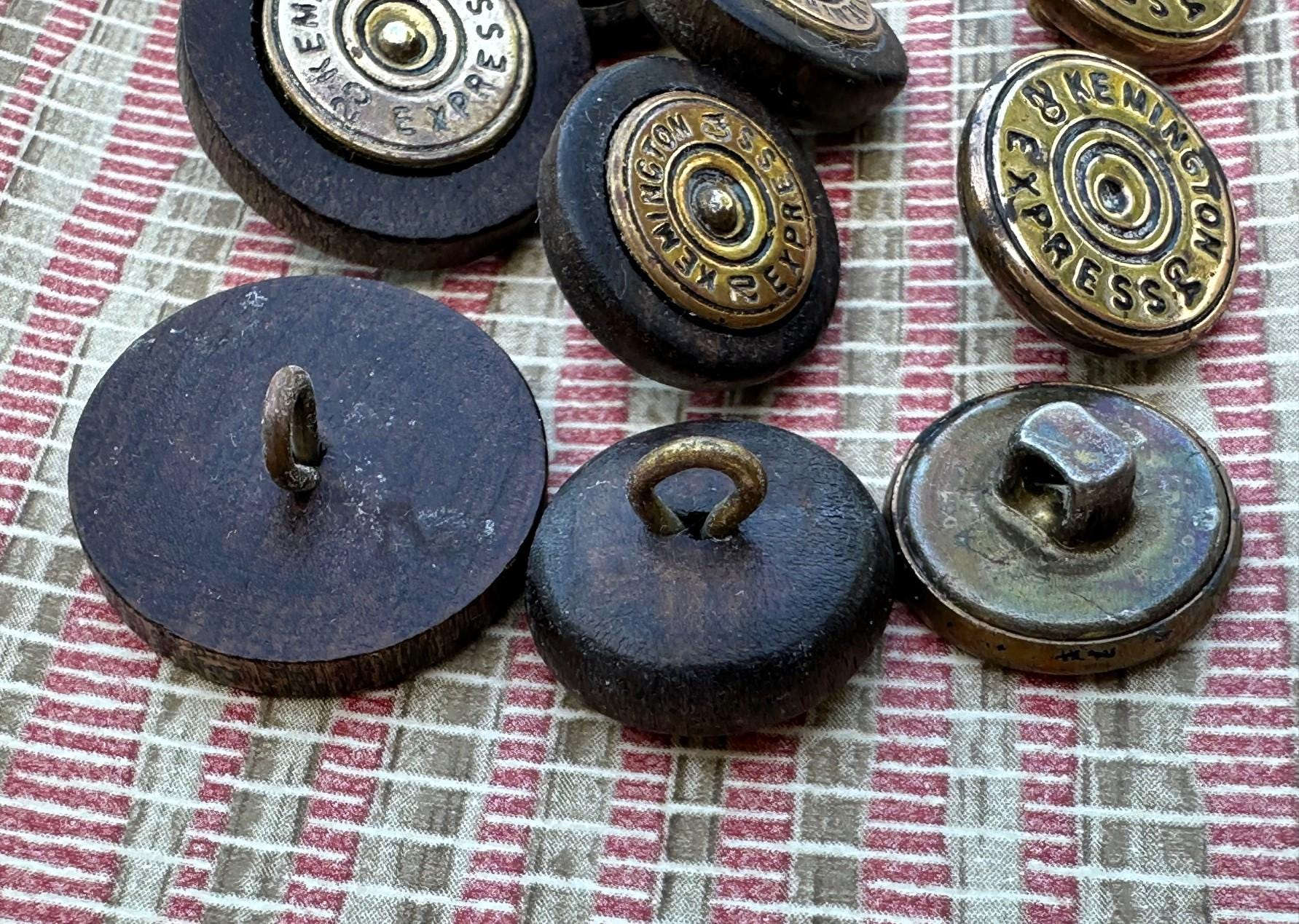 Express Button Vintage Kemington Express Buttons: Brass & Wood Trim, Set of 11 - Etsy