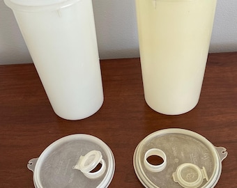Vintage Tupperware Canisters: 1950s White 6-Cup Containers, Set of 2