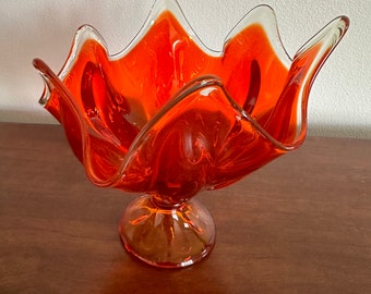 Viking Persimmon Glass Handkerchief Bowl: MCM Candy Dish