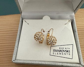 Swarovski Ball Shaped Cluster Earrings with Lever Back Swarovski Elements Shine