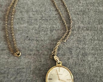Sheffield Pocket Watch/Pendant, Gold Tone, 24 in. chain, From late 1960's