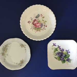 Vintage Bone China Trinket Dish: Floral Ring Tray, Coaster