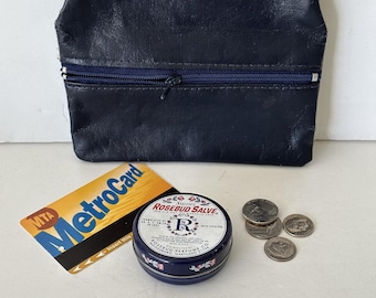 Vintage Navy Vinyl Kiss Lock Wallet: 1970s Lady's Pride Purse