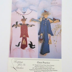 Keeping You In Stitches - Choir Practice  15&quot; Angel & Crow Choir Shirt Design Rare Vintage Pattern 1993 | OUT of PRINT