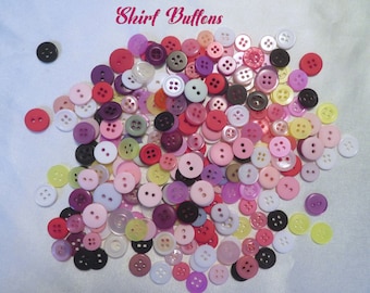 Brightly Colored Plastic Buttons - White Business Shirt Buttons, in pinks, white, yellow, red, You receive all in the photos