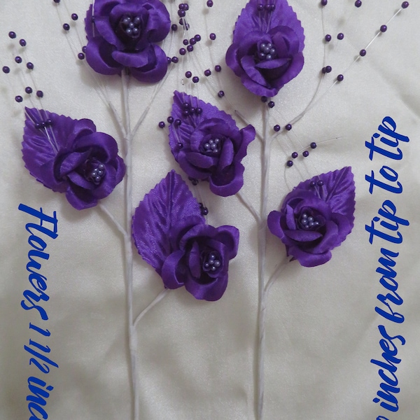 Dark Purple Artificial Flowers with Wire Stems for Card Creating/ Scrapbooking / DIY Wedding / More Colors Available