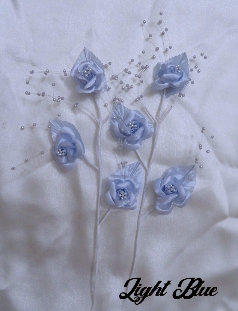 Light Blue Artificial Flowers With Wire Stems for Card Etsy