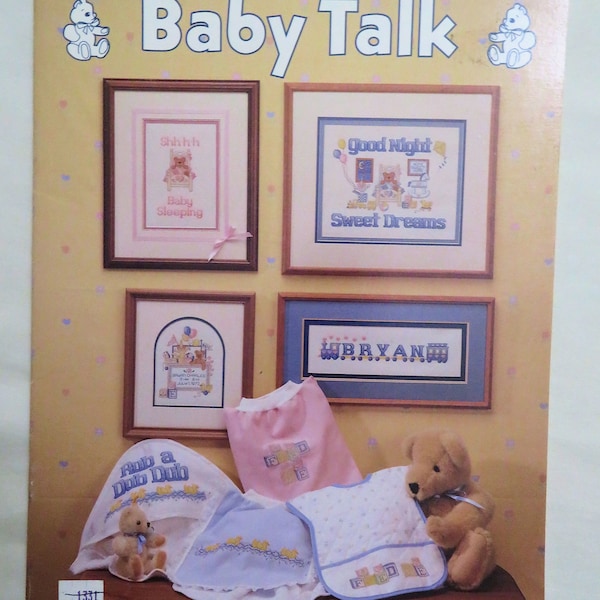 Counted Cross Stitch Baby Patterns - Baby Talk - A Cross Stitch Collection From Sue Hillis Designs Vintage Leaflet #B 125