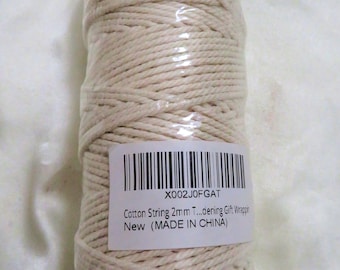 Cotton String - 2MM unopened - 109 yard - White