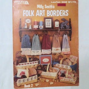 Milly Smith's Folk Art Borders Leisure Arts Broschüre 308 gezählte Kreuzstichmuster Vintage-Kreuzstich