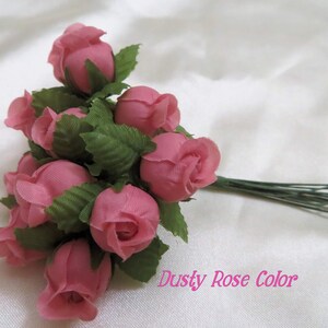 Pequeñas rosas de tela color rosa polvoriento con tallos de alambre para crear tarjetas, álbumes de recortes, bodas DIY, diarios basura: ¡Compre 1 y obtenga 1 gratis! - ¡Máximo 10 gratis!