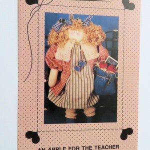 Country Stitches - An Apple For The Teacher- Cute 16 inch School Girl Doll- Vintage Doll Pattern Out of Print #146