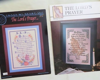 The Lord's Prayer - Two Different Styles - Cross Stitch Patterns - by Praying Hands - Cross my Heart inc. Vintage Inspirational Leaflets