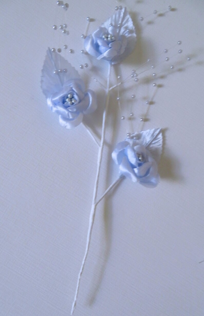 Light Blue Artificial Flowers With Wire Stems for Card Etsy
