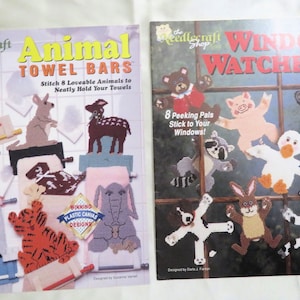 Plastic Canvas - Window Watchers 8- Peeking Animals - Leaflet #913103 or Animal Towel Bars - 8 Animals - Leaflet #913310