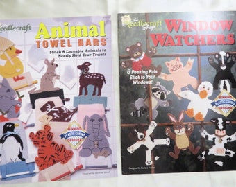 Plastic Canvas - Window Watchers 8- Peeking Animals - Leaflet #913103 or Animal Towel Bars - 8 Animals - Leaflet #913310