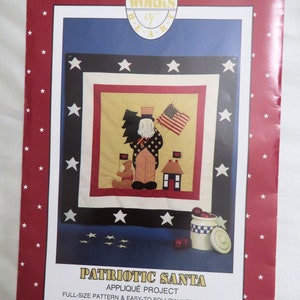PATRIOTIC SANTA Alma Lynne&#39;s Works of Heart Full Size Applique Project -Out of Print Pattern - Vintage- Not Cut