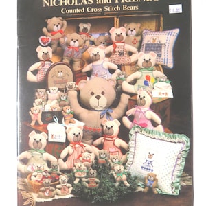 Nicholas and Friends - Counted Cross Stitch Bears - Designs For Counted Cross Stitch - LTD38 - Vintage