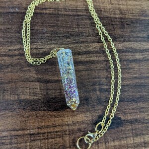 Pink & Gold Glitter Gem Necklace