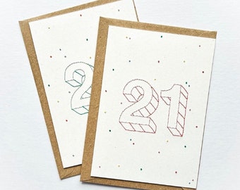 Embroidered 21st Birthday Card