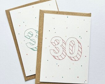 Embroidered 30th Birthday Card