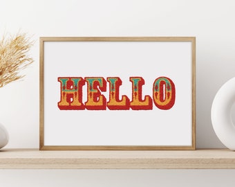 A4 'Hello' Carnival Typography Art Print