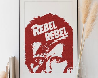 David Bowie ‘Rebel Rebel’ Typography Art Print (A3)