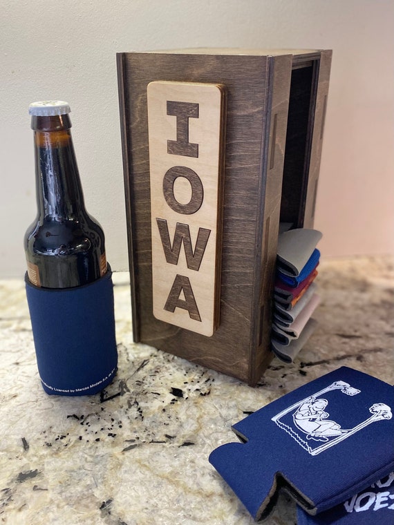 Iowa Koozie Holder With Magnetic Bottle Opener 