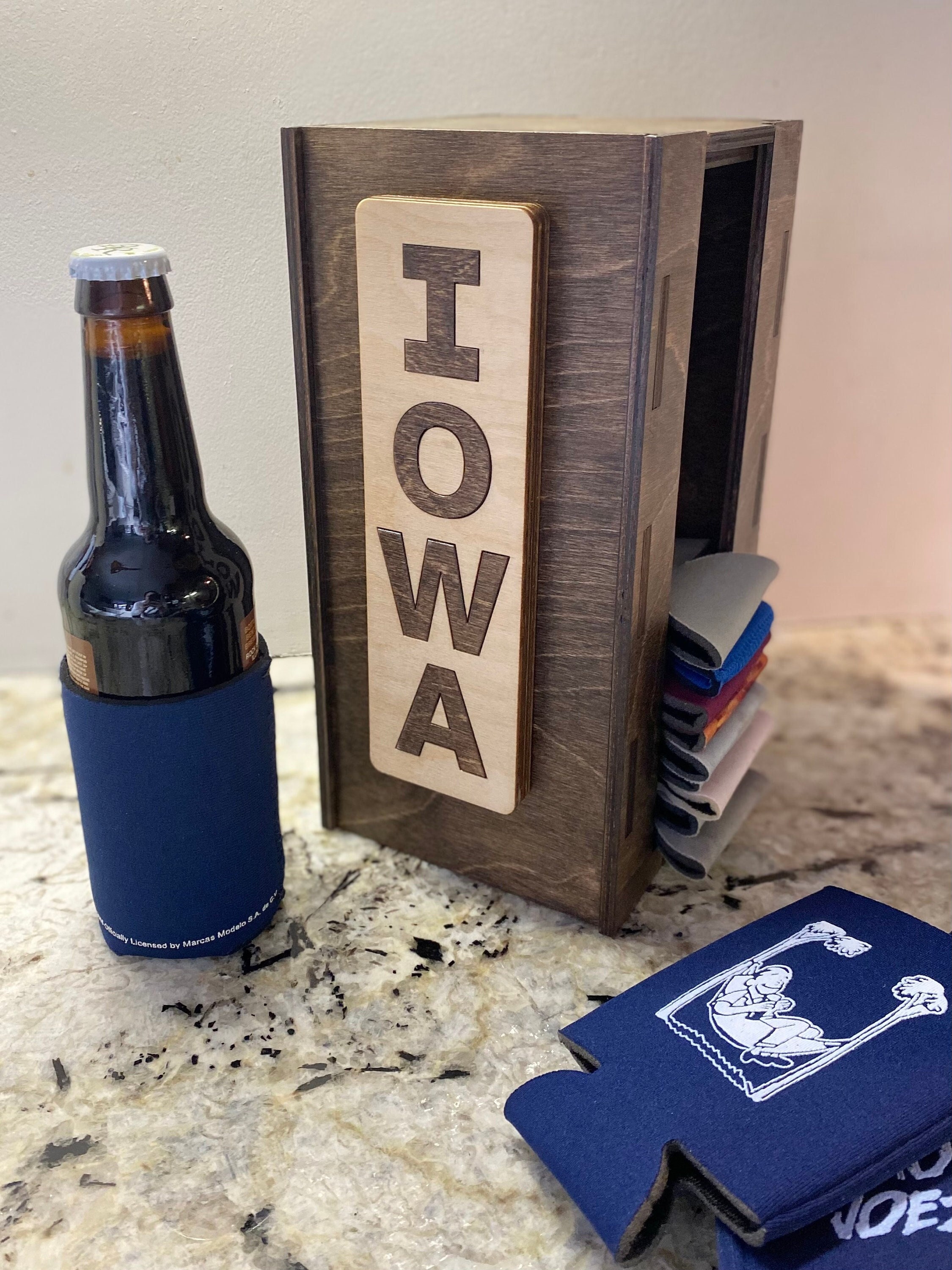 Iowa Koozie Holder With Bottle Opener Etsy