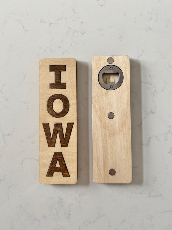 Iowa Koozie Holder with Magnetic Bottle Opener