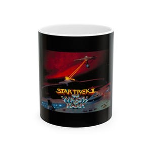 Star Trek II: The Wrath of Khan Ceramic Mug, USS Enterprise Movie Memorabilia Cup, 11oz, Geek Gift, Sci-Fi Fan Present, Trekkie