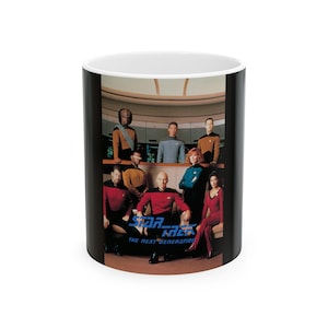 Star Trek: The Next Generation Mug, Season 3 Cast Ceramic Coffee Cup Gift for Trekkies, Collectible TV Show Memorabilia, Captain Picard