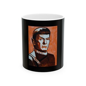Spock Star Trek Ceramic Mug, 11oz 15oz, Sci-Fi Fan Art Cup, Geeky Coffee Mug, Nerdy Tea Cup, Gift for Trekkie, Captain Kirk Drinkware
