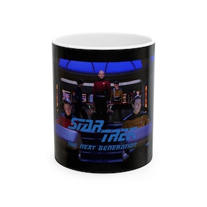 Star Trek The Next Generation Captain Picard Ceramic Mug, Sci-Fi Fan Gift, 11oz 15oz Starfleet Enterprise Cup, Trekker Coffee Tea Cup, Geeky