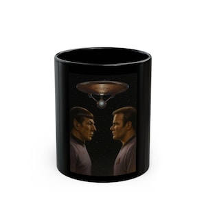 Coffee Mug, Star Trek Kirk Spock Enterprise Mug, Sci-Fi Gift, Geek Mug, Trekkie Gift, Space Fan Cup, Nerd Mug, 11oz Mug, 15oz Mug