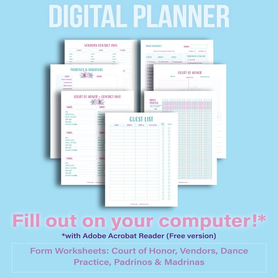 digital quinceanera planner quince planner needs adobe etsy israel