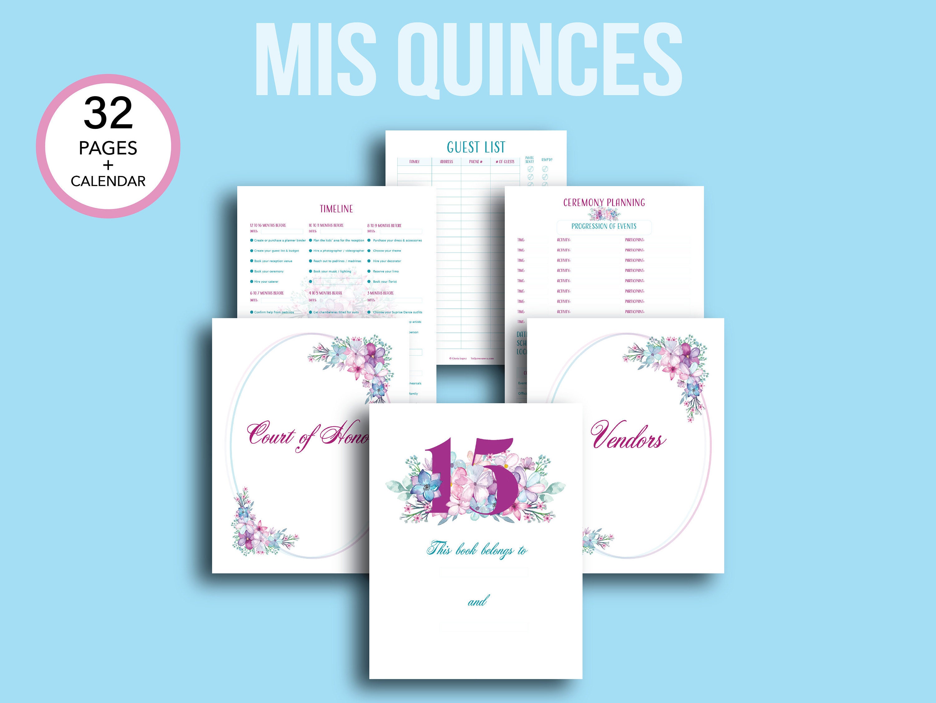 DIGITAL Quinceanera Planner Quince Planner NEEDS Adobe Etsy Sweden
