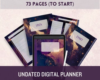 Galaxy Theme Digital Planner, Goodnotes Planner, Digital Planner US Letter, Stars and Galaxy